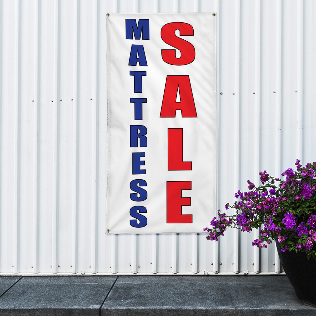 Vertical Vinyl Banner Multiple Sizes Mattress Deal Blue Red Promotion Business