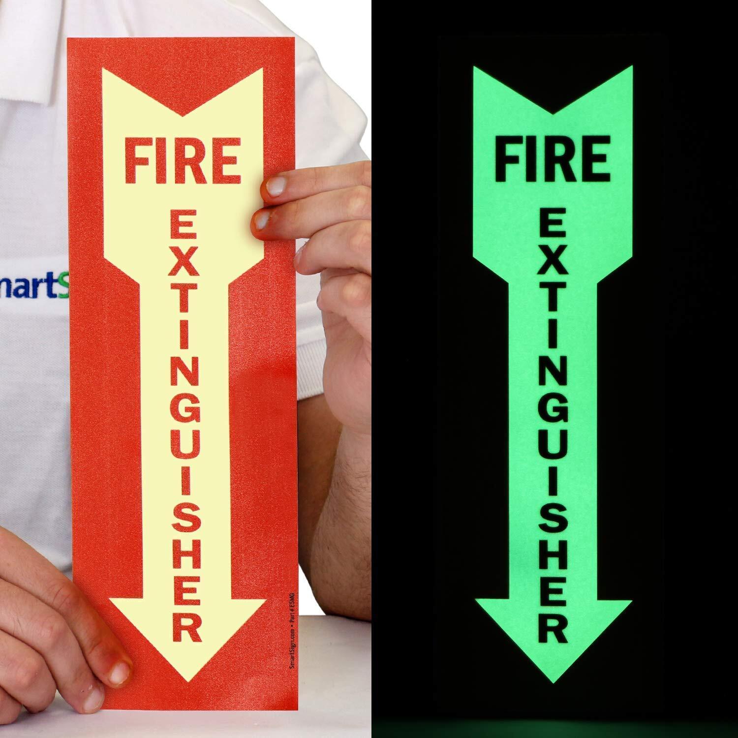 1PC 4&Prime; x 12&Prime; Fire Extinguisher Label Glow-in-the-Dark Laminated Vinyl