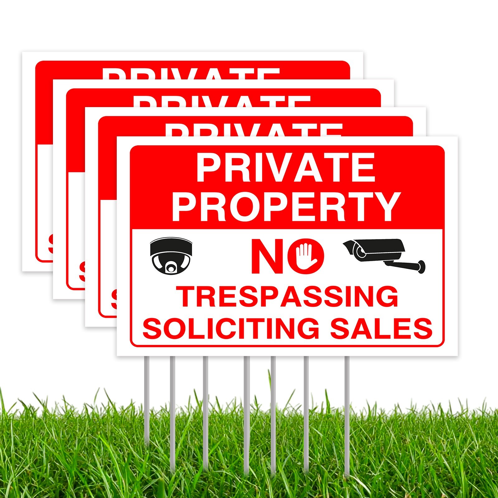Private Property No Trespassing Signs with H-Stakes, Protect Your Home, Office