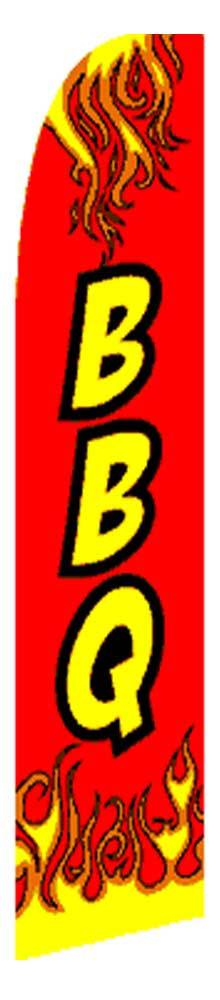 BBQ Banner Flag Sign Display Kit Tall Bow Feather Flutter 2.5’ Wide Red