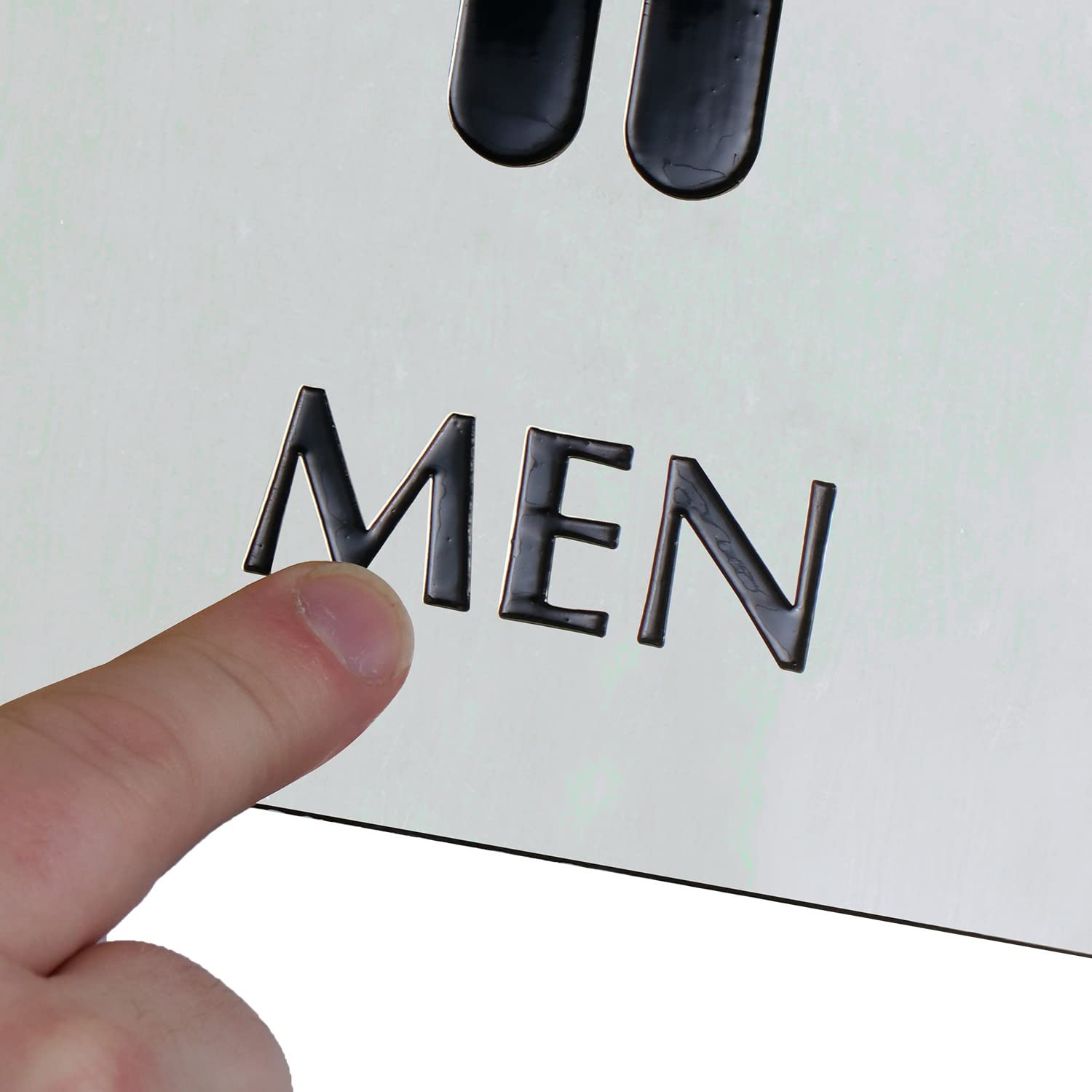 Mens Restroom Sign 6×9 Inch Stainless Steel Metal Engraved Silver Black