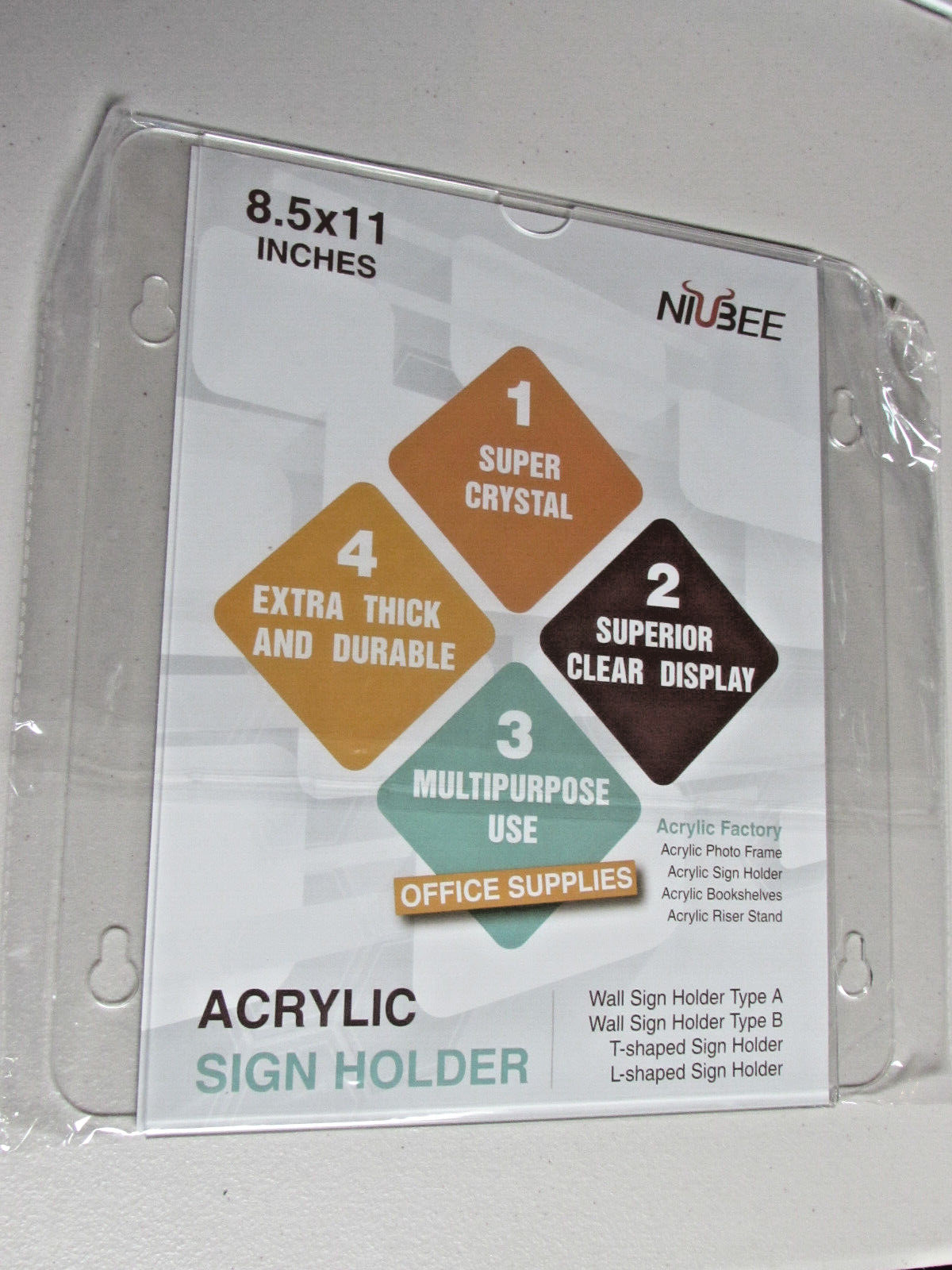 NIUBEE Acrylic Window Sign Holder 8.5×11 Inch with 4 Suction Cups for Clear
