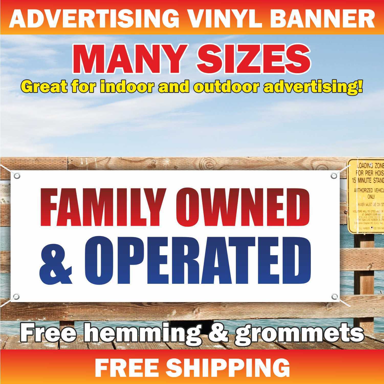 FAMILY OWNED OPERATED Advertising Banner Vinyl Mesh Sign Notary Lawyer