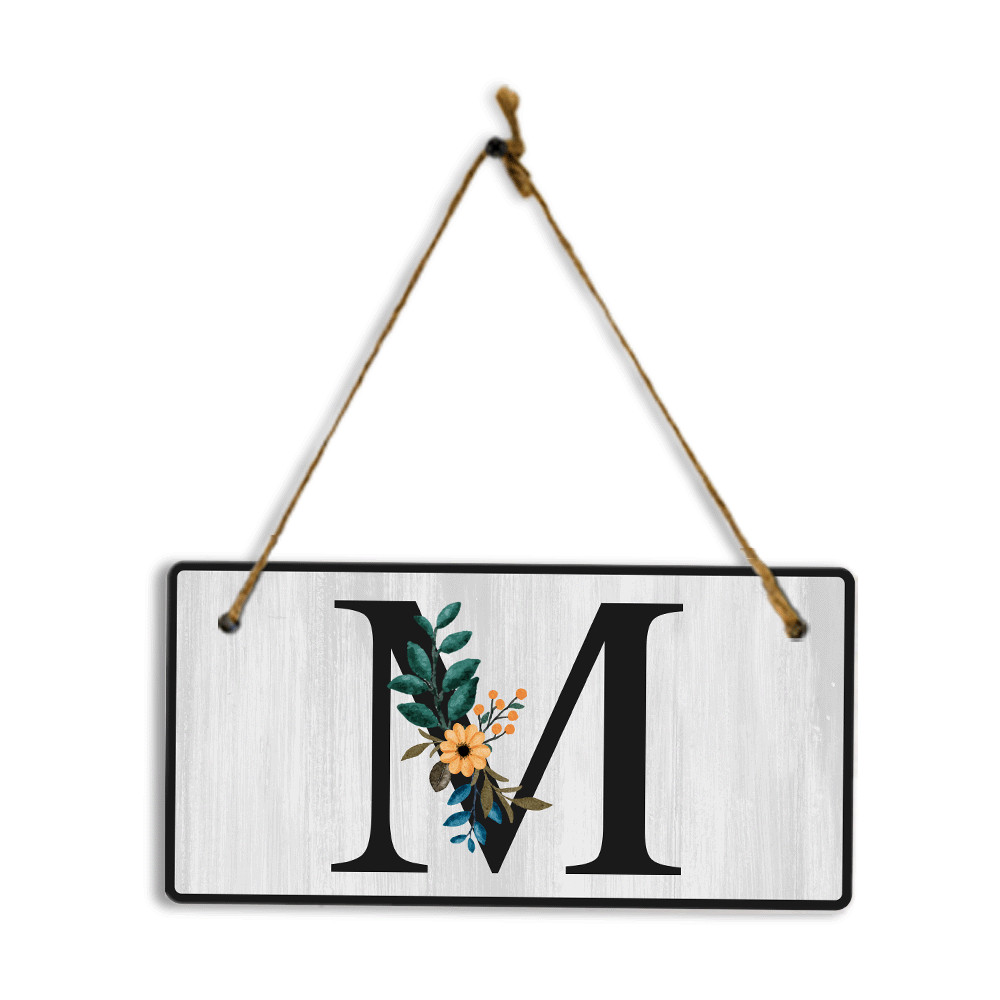 M Flower Decor 5×10 Hanging Wall or Door Sign | Alphabet Letter Room Decoration