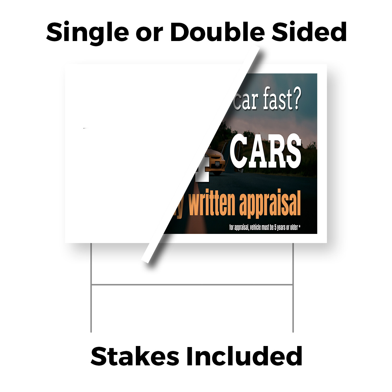 Cash 4 Cars Yard Sign Vehicle Purchases, Quick Offers, Trusted Services