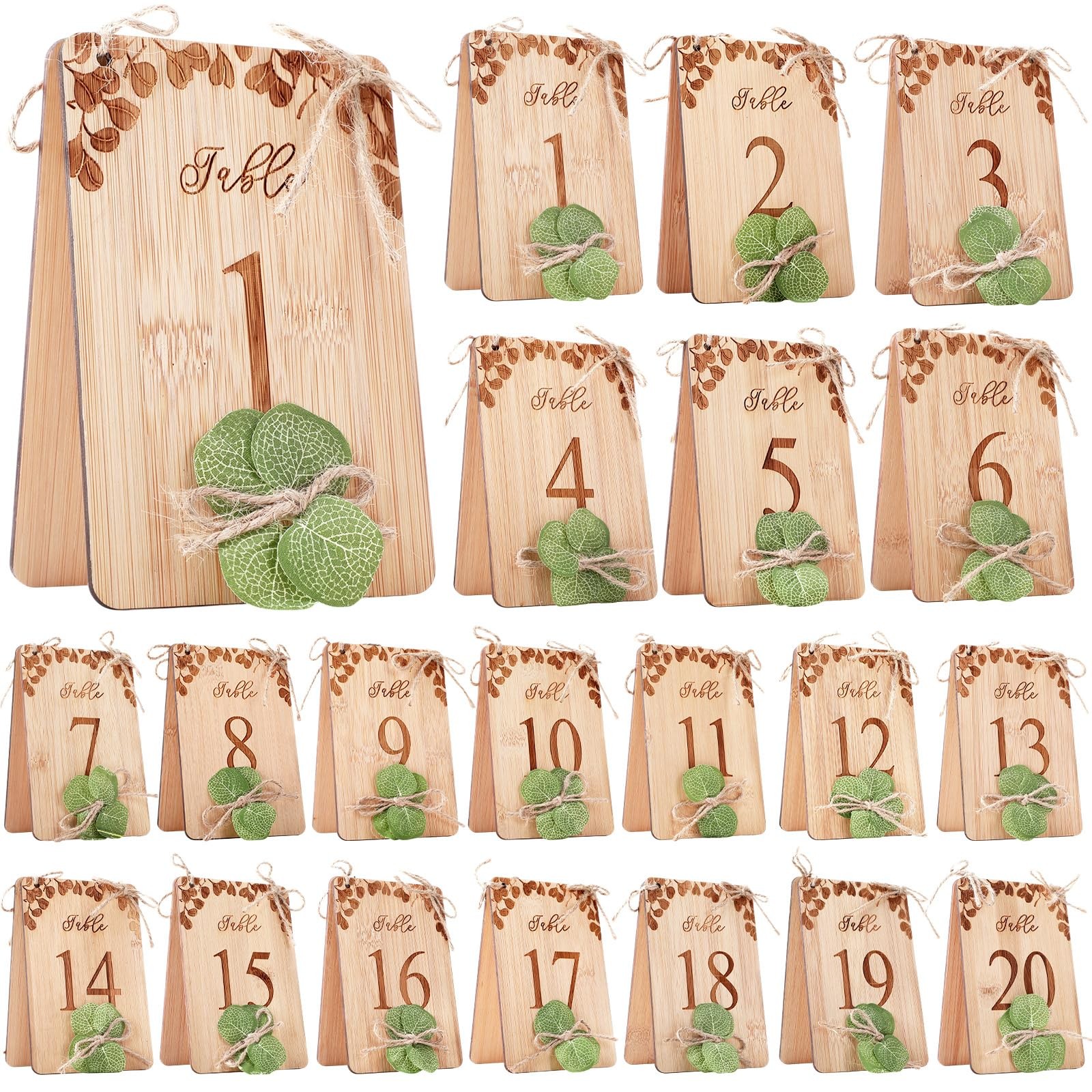 1-20 Wooden Table Numbers, 4×6, Eucalyptus, Rustic Wedding Centerpieces, Signs