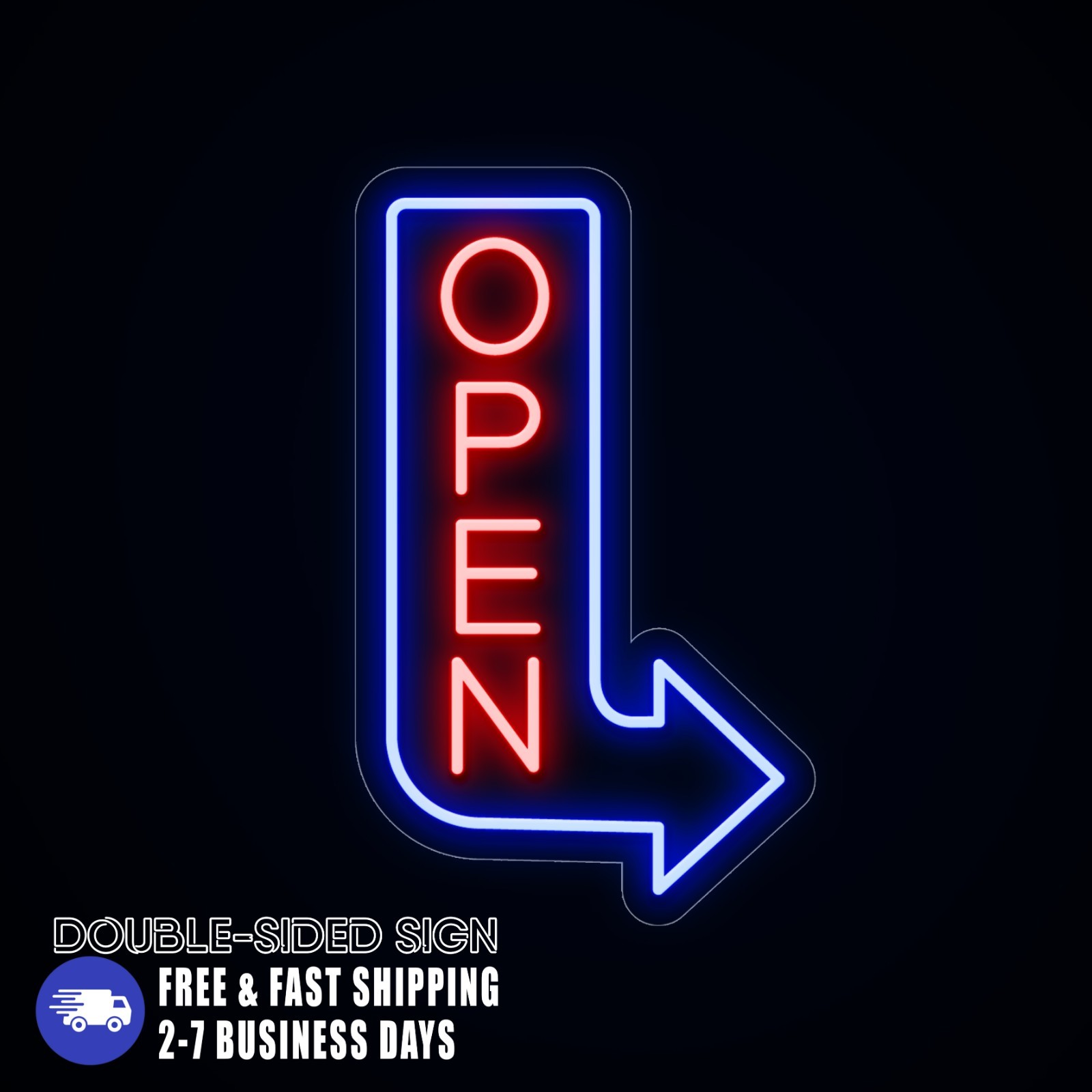 Double Sided Waterproof Open Sign Neon, Outdoor Vertical Arrow Open Double Side