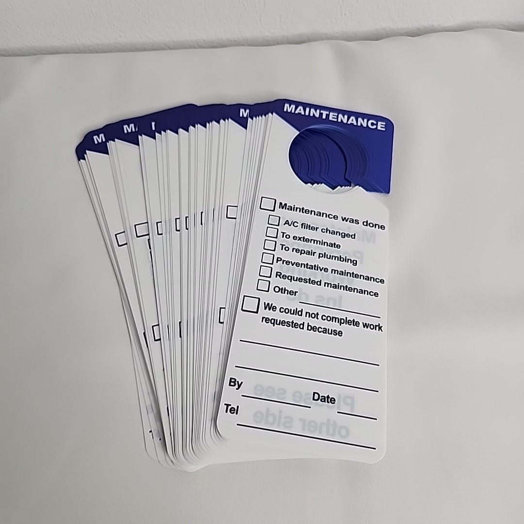 2 Sided Maintenance Door Hanger Maintenance Notification hard Tags 50 pieces