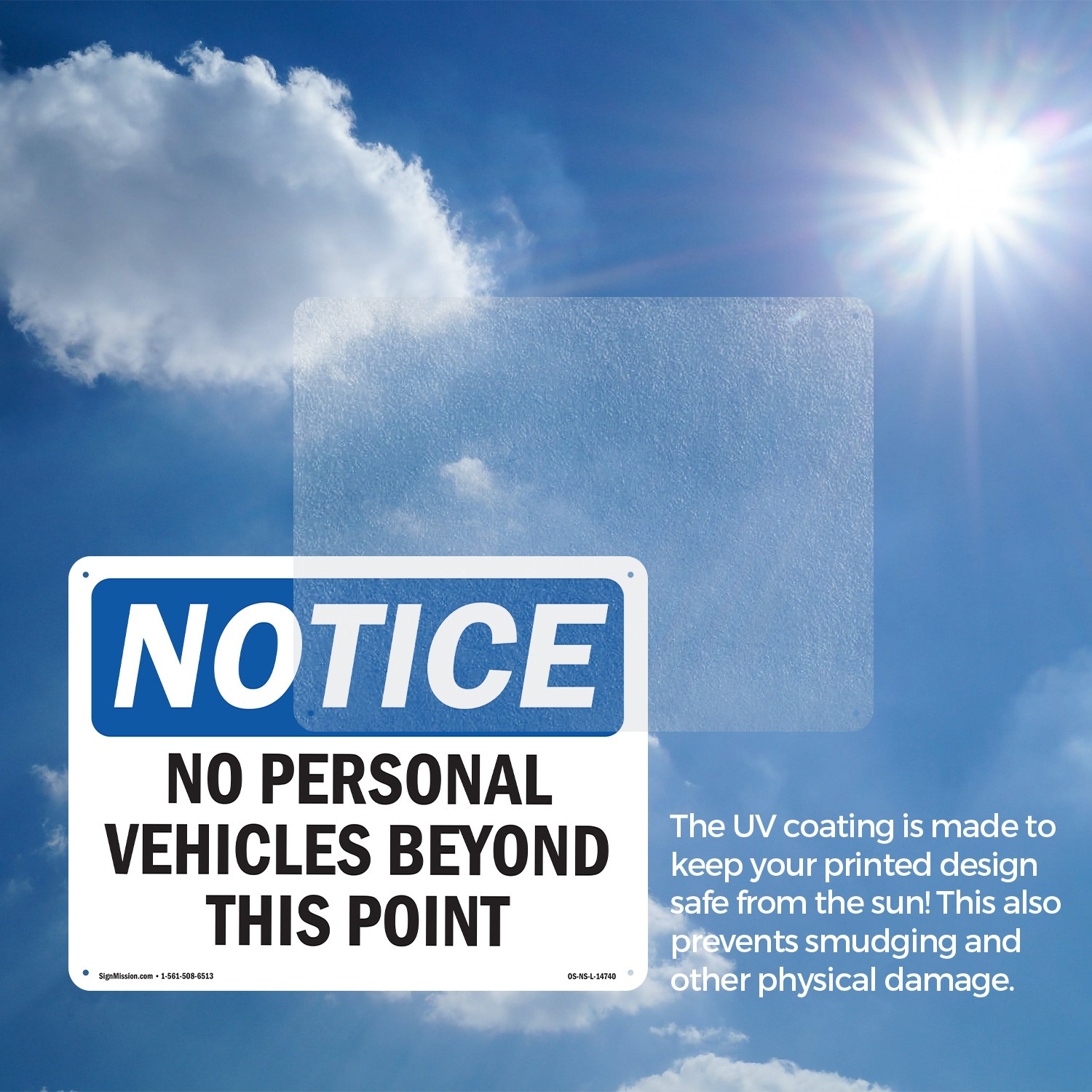 No Personal Vehicles Beyond This Point OSHA Notice Sign Or Decal – 5 or 10 Pack