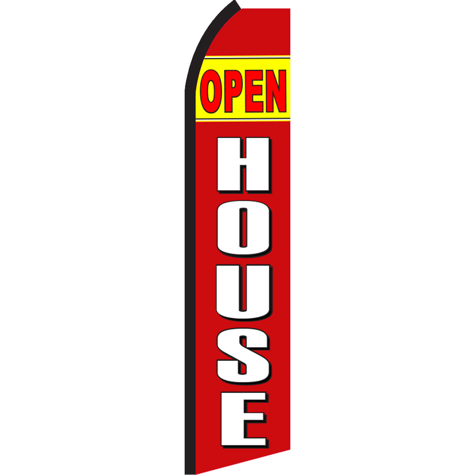 Open House Red And White 2 1/2 ft X 11 1/2 ft Polyester Swooper Flag
