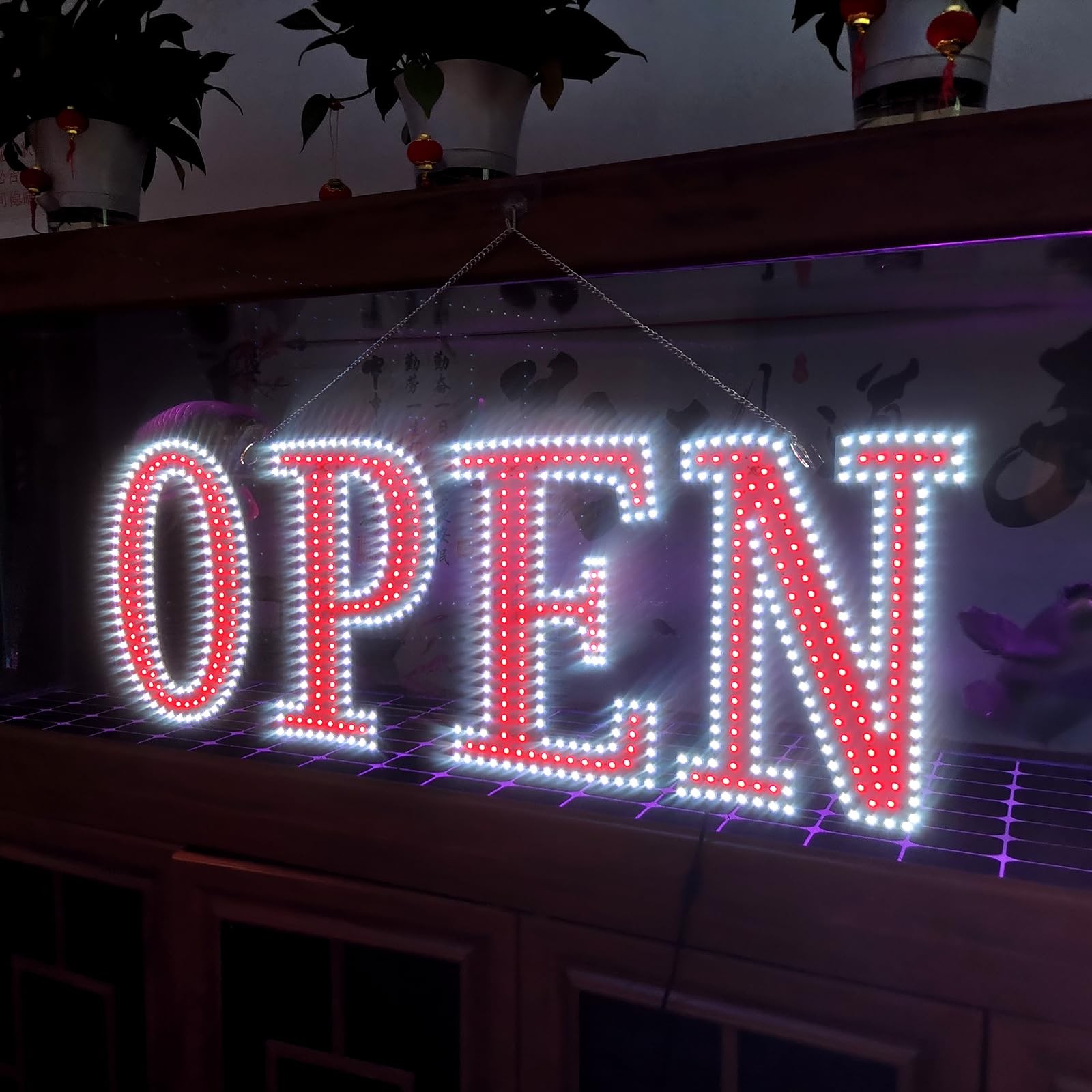 LED Open Sign 48&Prime;x17&Prime; Super Large Remote Control 10 Levels Brightness Adjustable