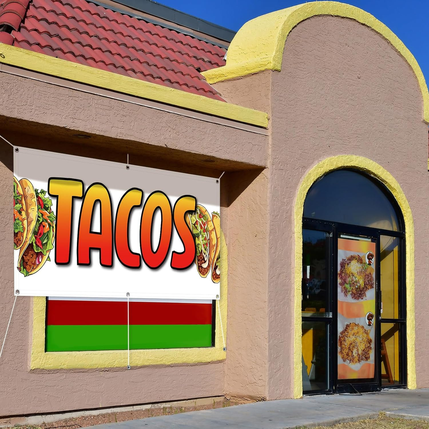 2X4 Feet Tacos Banner Store Sign Fabric Polyester with Grommets for Easy Hang In