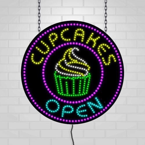 LED Open Cupcakes Sign for Retail Displays | Light Up Sign | 26&Prime;H x 26&Prime;W