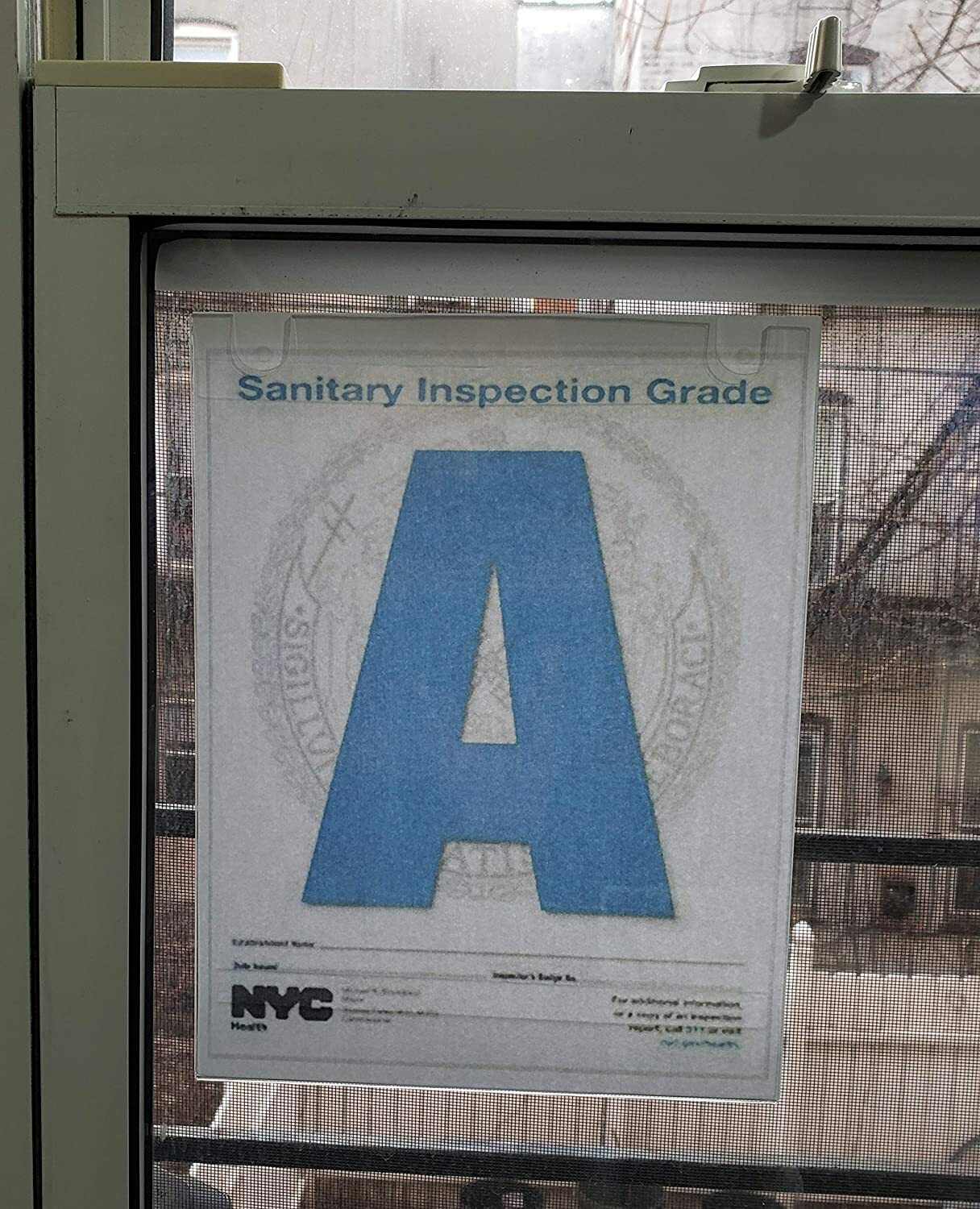 NYC Restaurant Letter Grade Frame (Size 8.5×11)- -REF24-1027