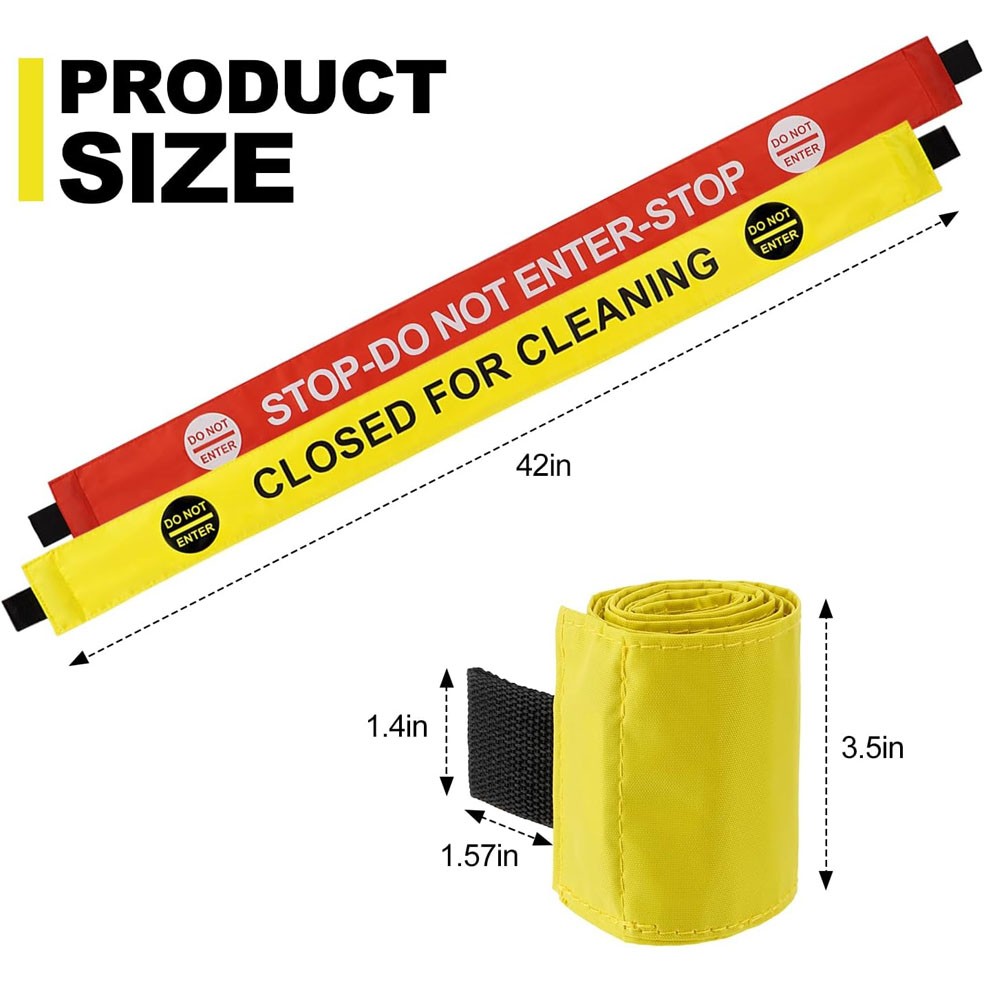 4Pcs Restroom Closed for Cleaning Sign with Magnetic Ends, Magnetic Nylon Safety