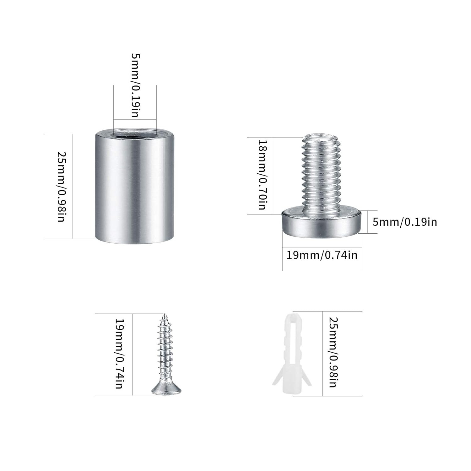 10 Pcs Sign Standoff Screws, Stainless Steel Glass Standoffs, Wall Standoff…