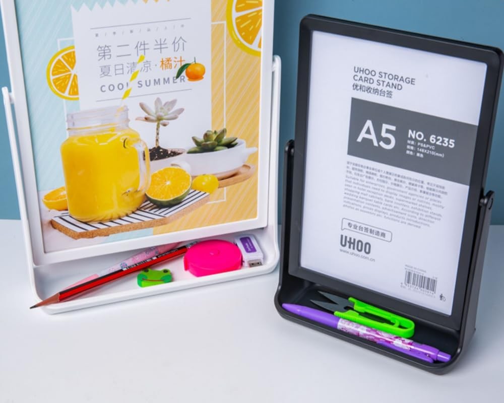 ECKEK ABS Plastic Sign Holder, Menu Displays T Shape Stand, Black