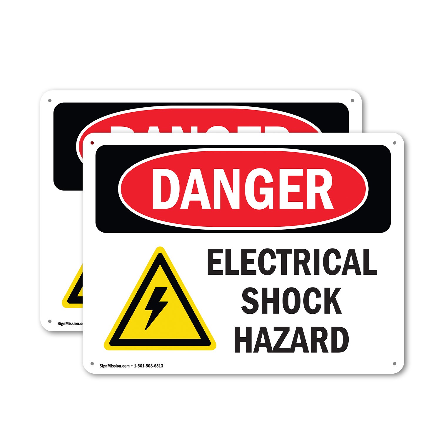 (2 Pack) Electrical Shock Hazard OSHA Danger Sign Decal Metal Plastic