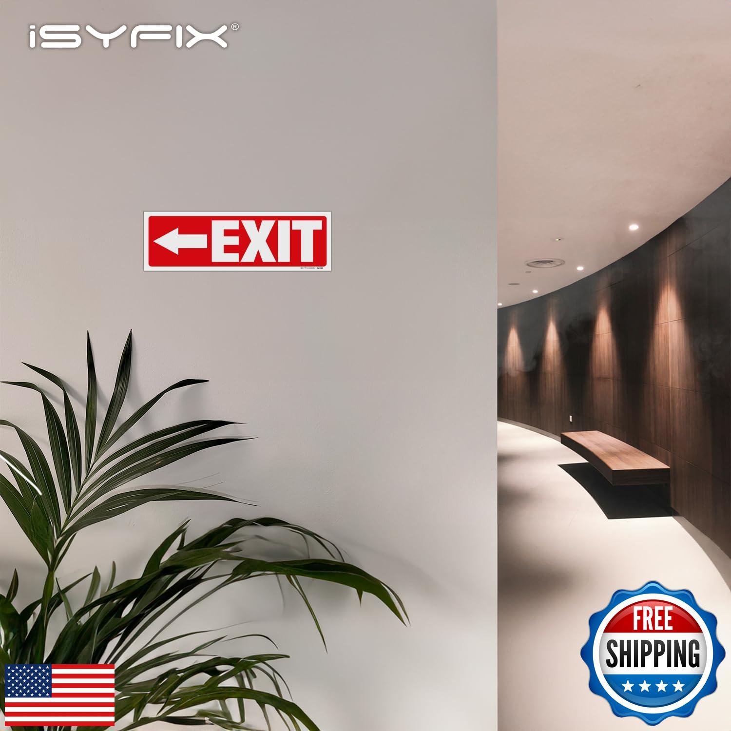 iSYFIX Exit Signs Stickers 6 Pack 12×4 Inch – Laminated Premium Vinyl Directi