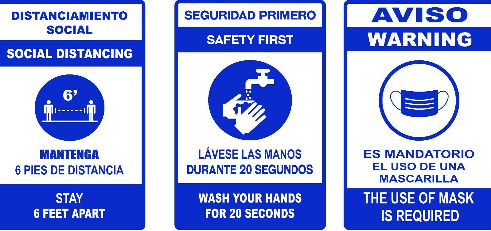 C-19 Virus Pandemic STICKER Bilingual (English/Spanish) Warning Signs – Decals