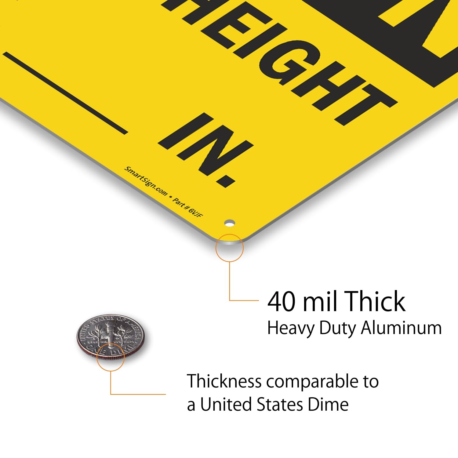 10&Prime; x 14&Prime; Aluminum Caution Maximum Height Ft In WriteOn Sign Blank Safety