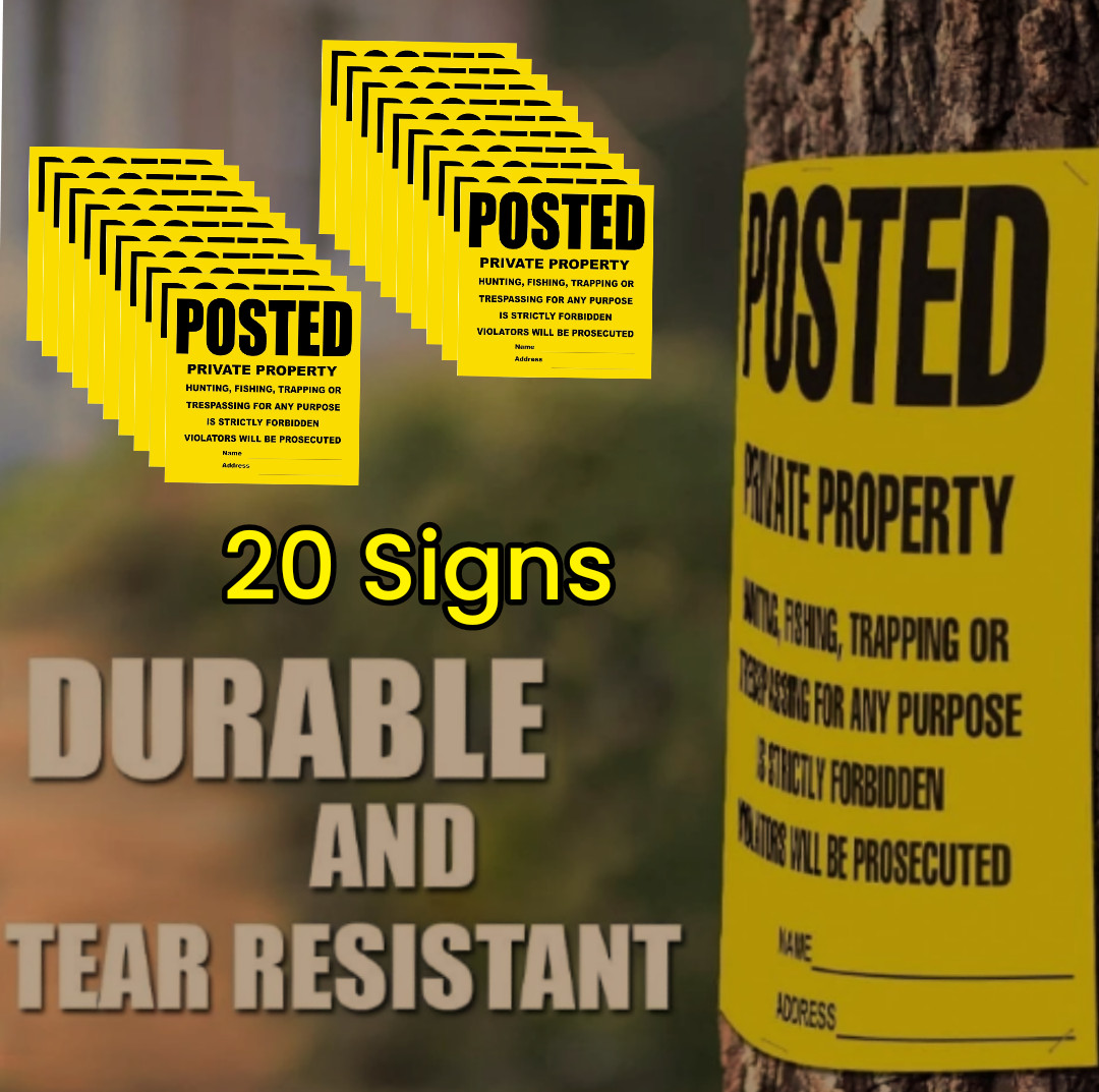 Posted Signs 20-Pack, No Hunting/Trespassing, Heavy Duty, 11&Prime;x11&Prime; Yellow