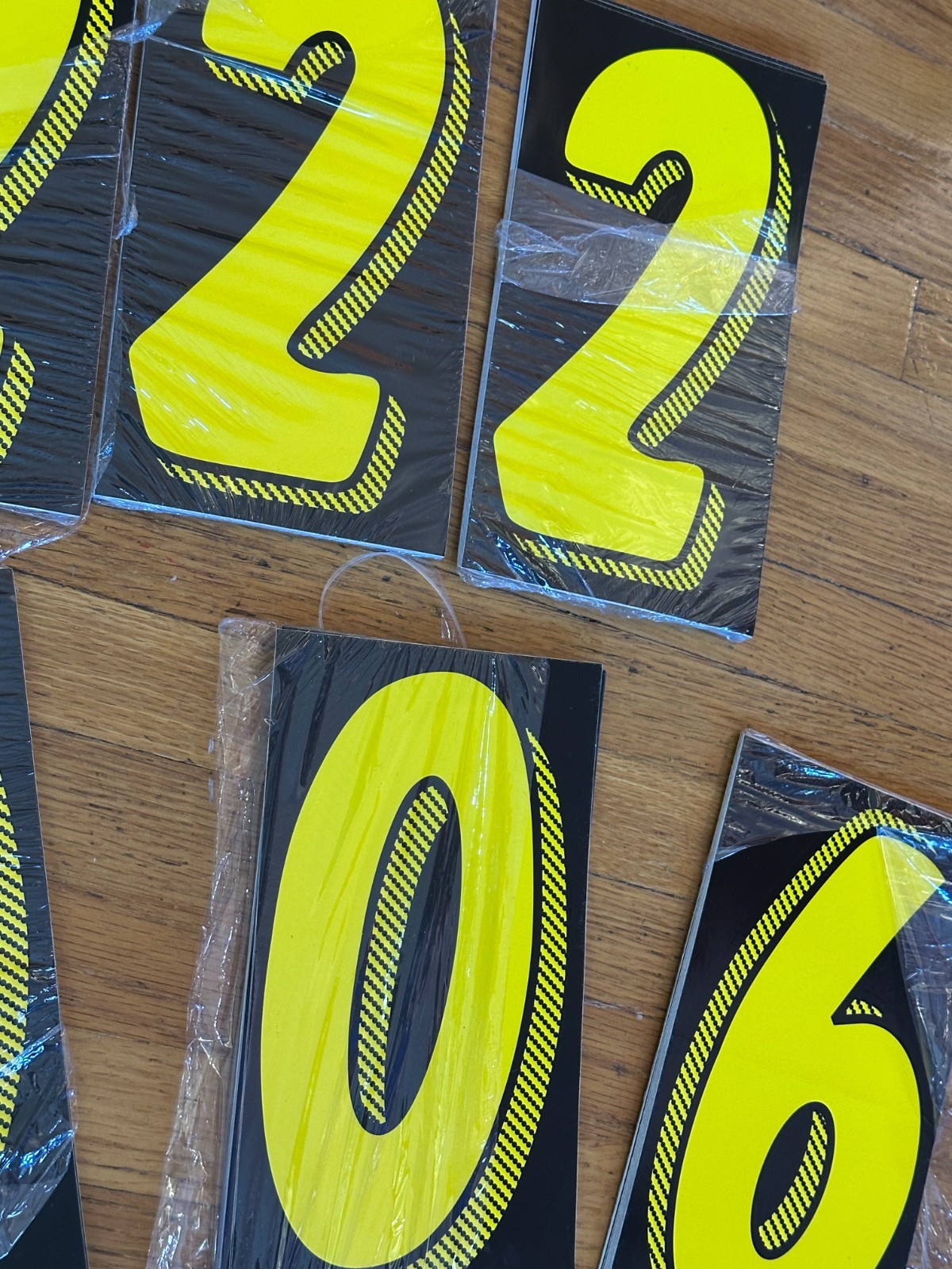 Bulk Dealership Number Decal Set – 7.5” Yellow on Black – 6 open packages