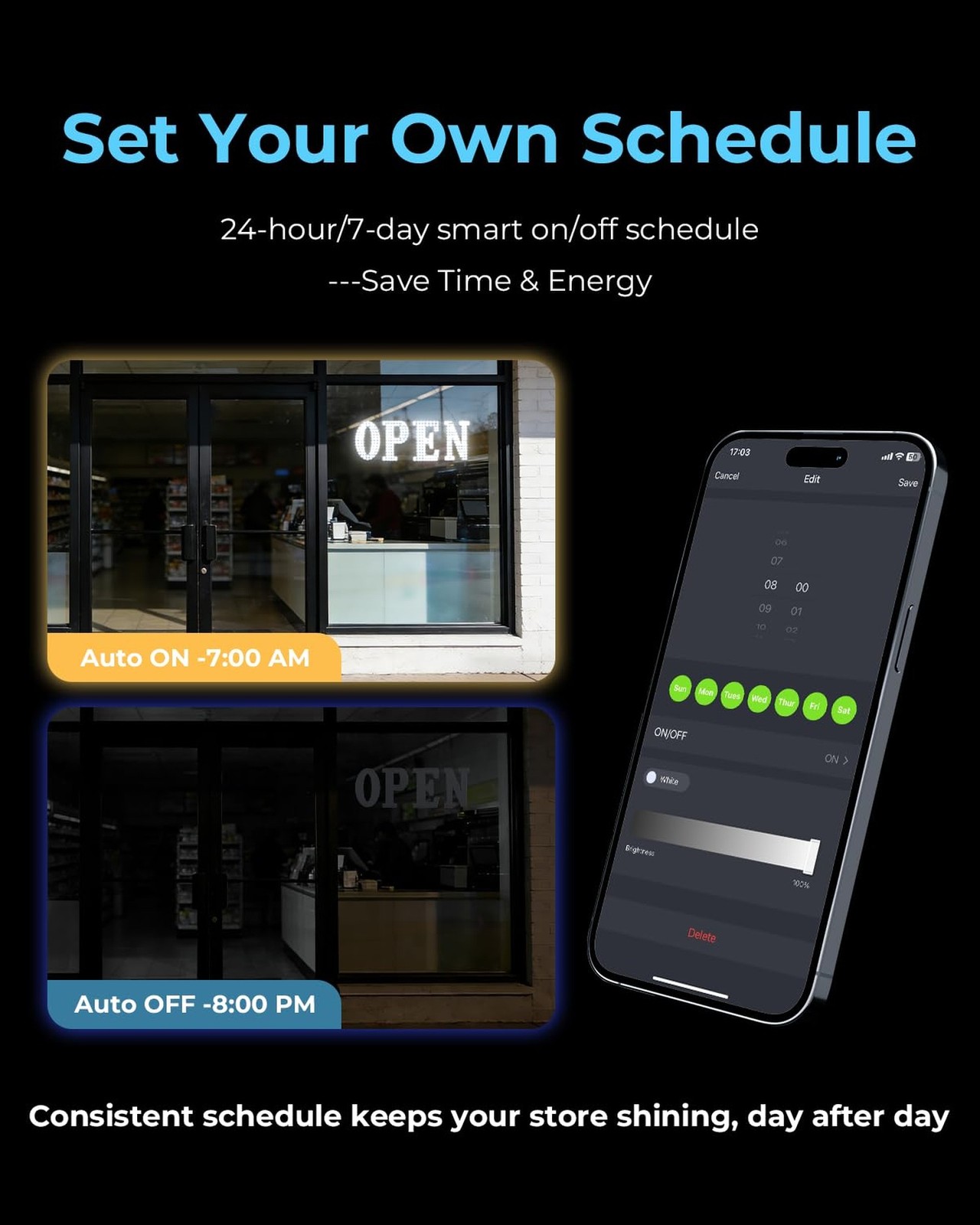 Open Sign for Business, 30&Prime;x10&Prime; Jumbo Open Sign with Timer and Remote Control…