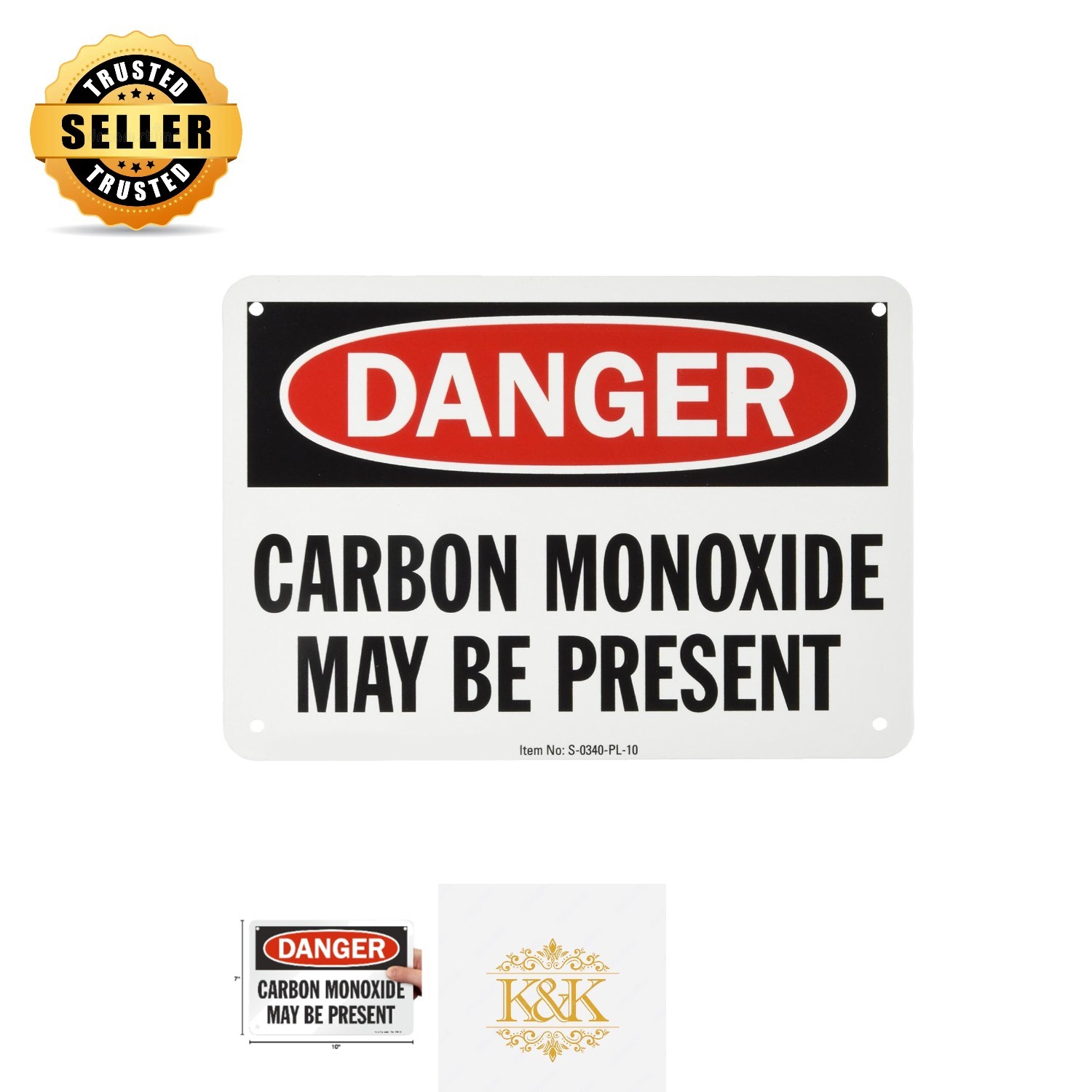 Carbon Monoxide Warning Sign 7×10&Prime; – Durable Outdoor Safety with Rounded Corners