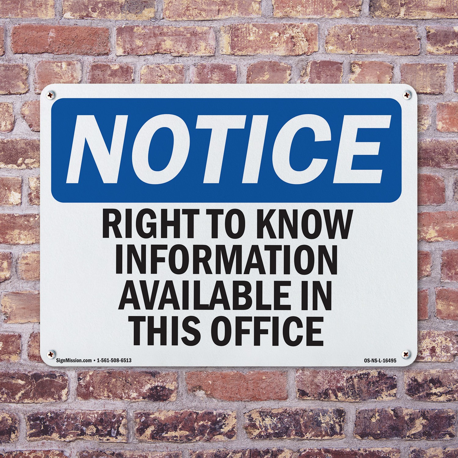 Right To Know Information Available OSHA Notice Sign Or Decal – 5 or 10 Pack