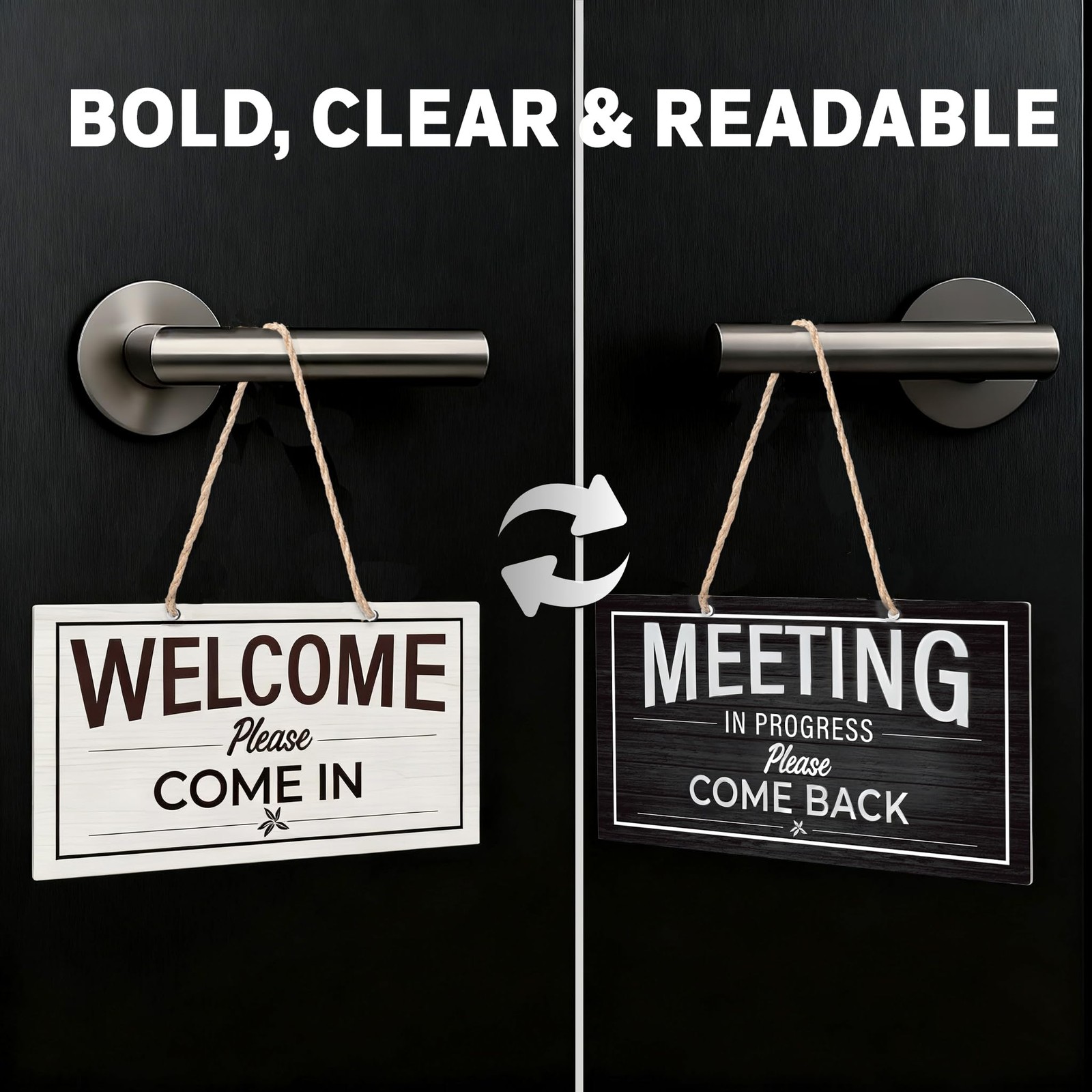 Double-Sided Office Door Hanger Sign, Acrylic “Welcome Please Come In” &“Meet…