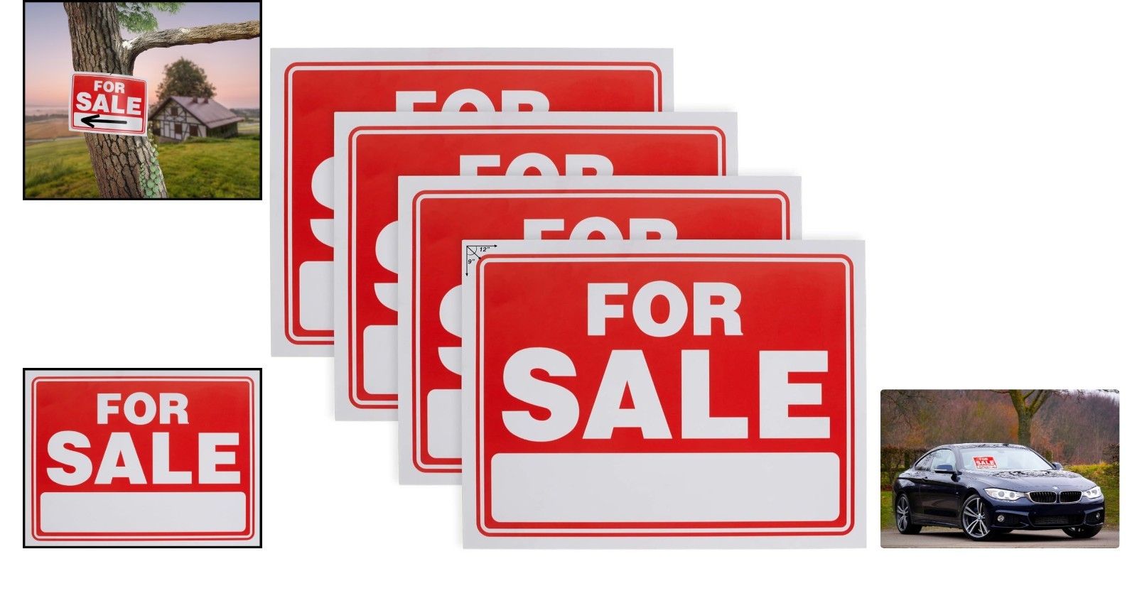 Weatherproof 4-Pack 9&Prime; x 12&Prime; Sale Signs for Cars – Customizable & Durable