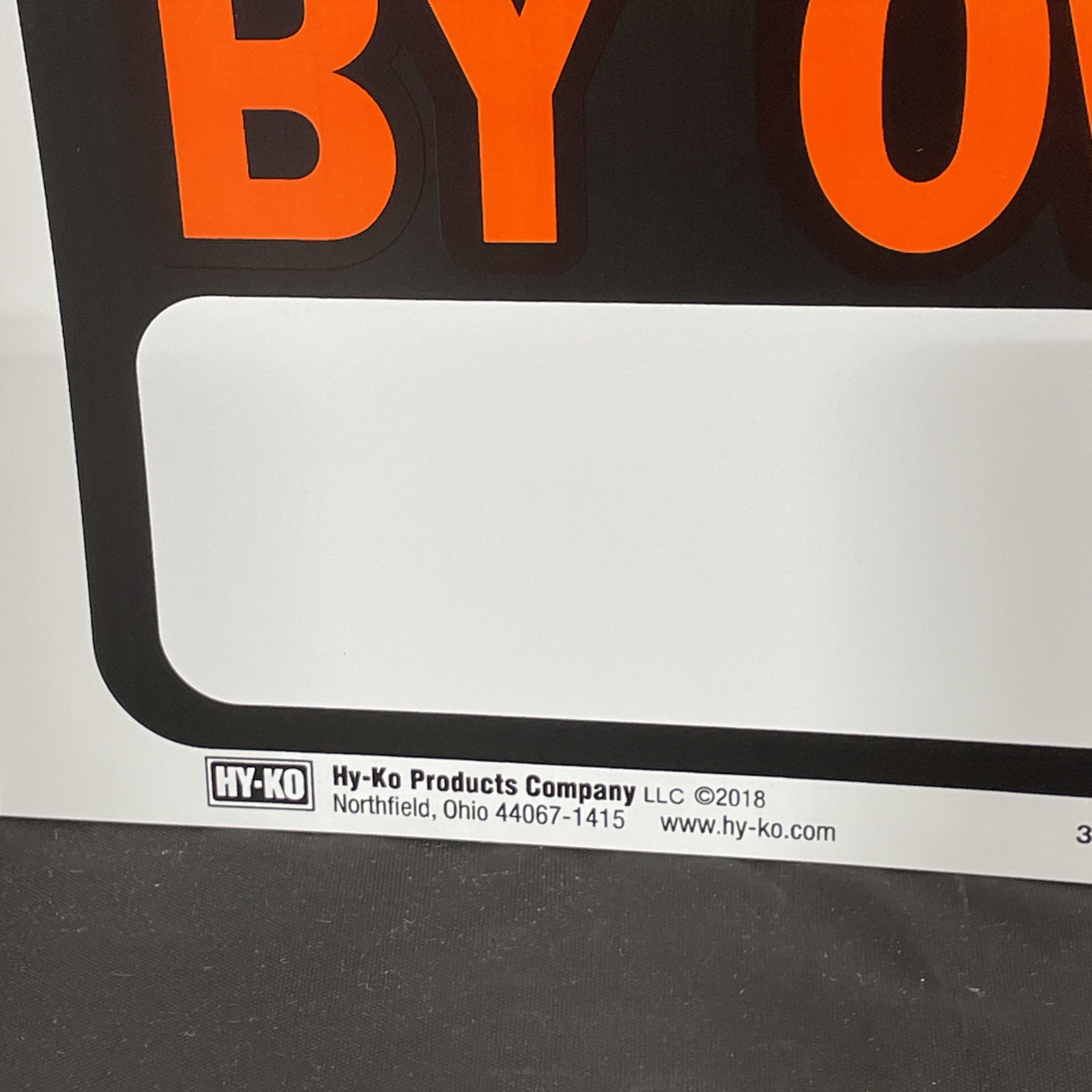 Sign « For Sale by Owner » Orange and Black 8 x 12