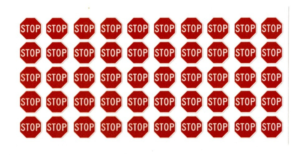 Stop Sign Stickers | 50 decals | 0.5&Prime; octagon shape | outdoor durable