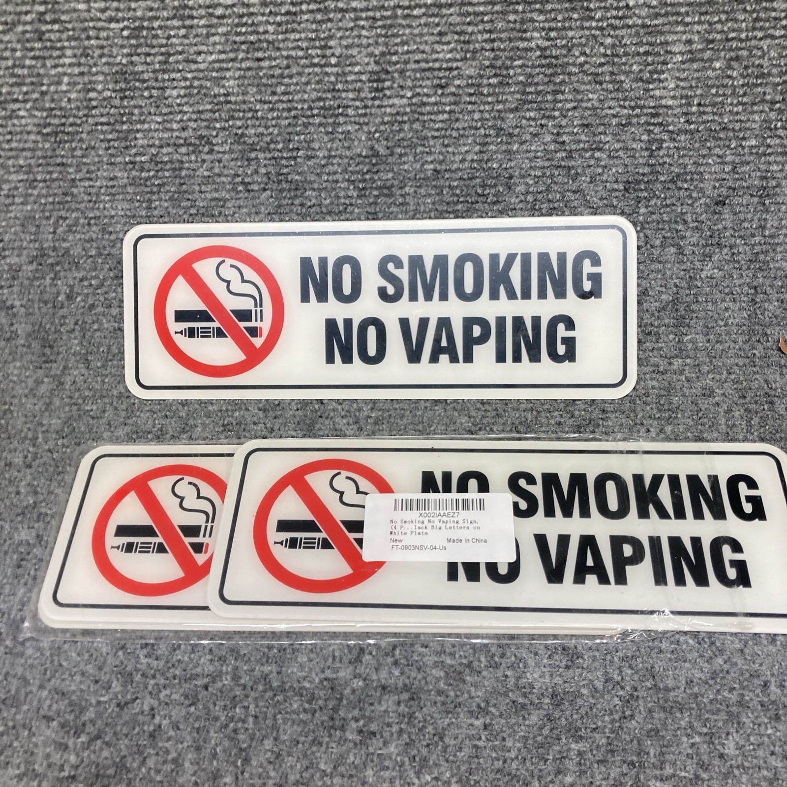 Brand New No Smoking No Vaping Indoor/Outdoor Wall Sign 3&Prime;x9&Prime; 4 Pack Unbranded