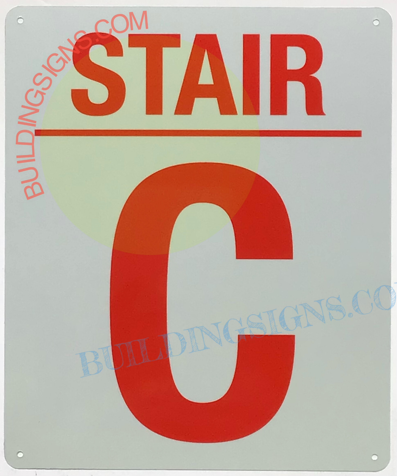 STAIR C SIGN (10×12, White, Aluminum)-REF24-1027