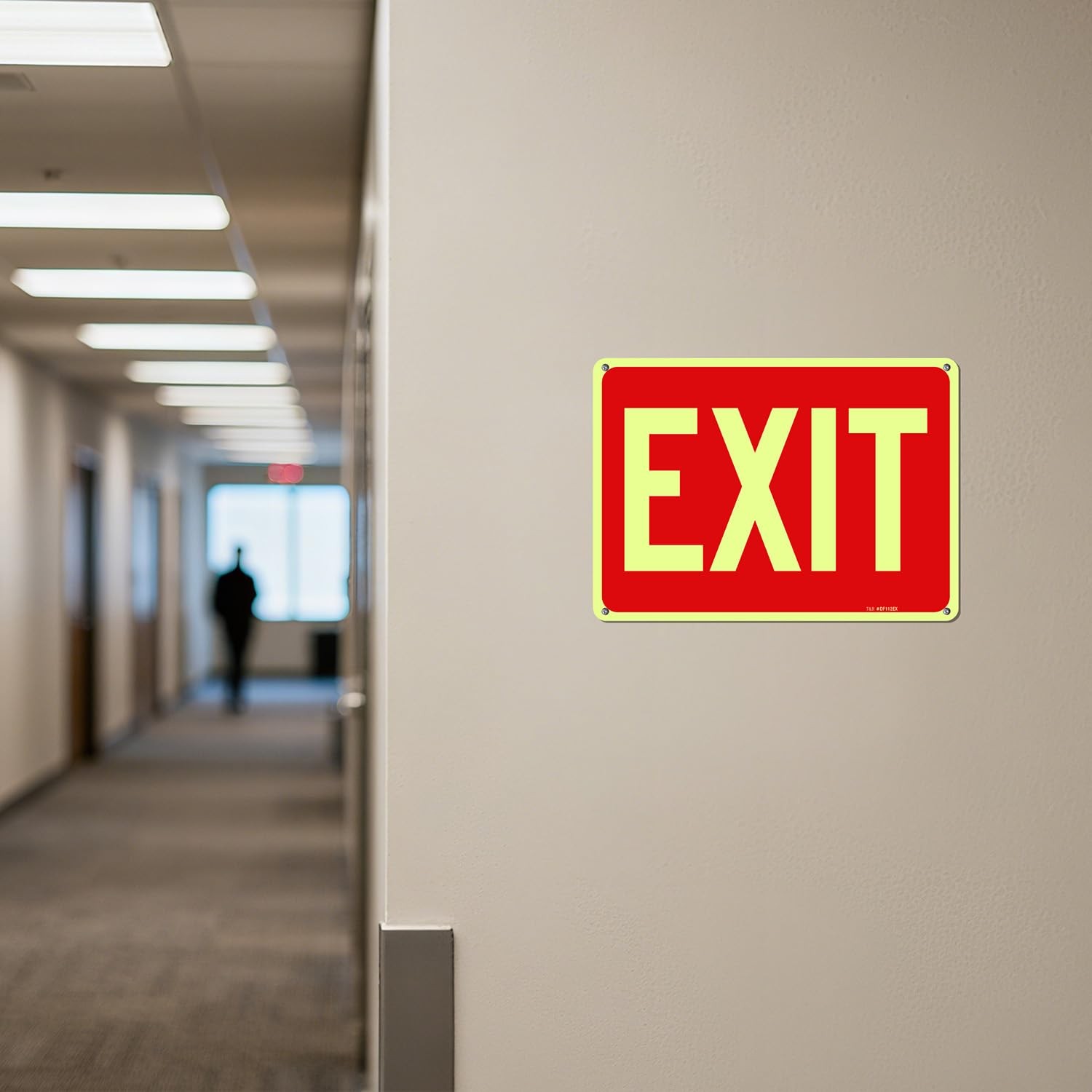 T&R Exit Sign – 2 Pack – 10 x 7 Inches Rust Free .040 Aluminum Glow-In-The-Da…