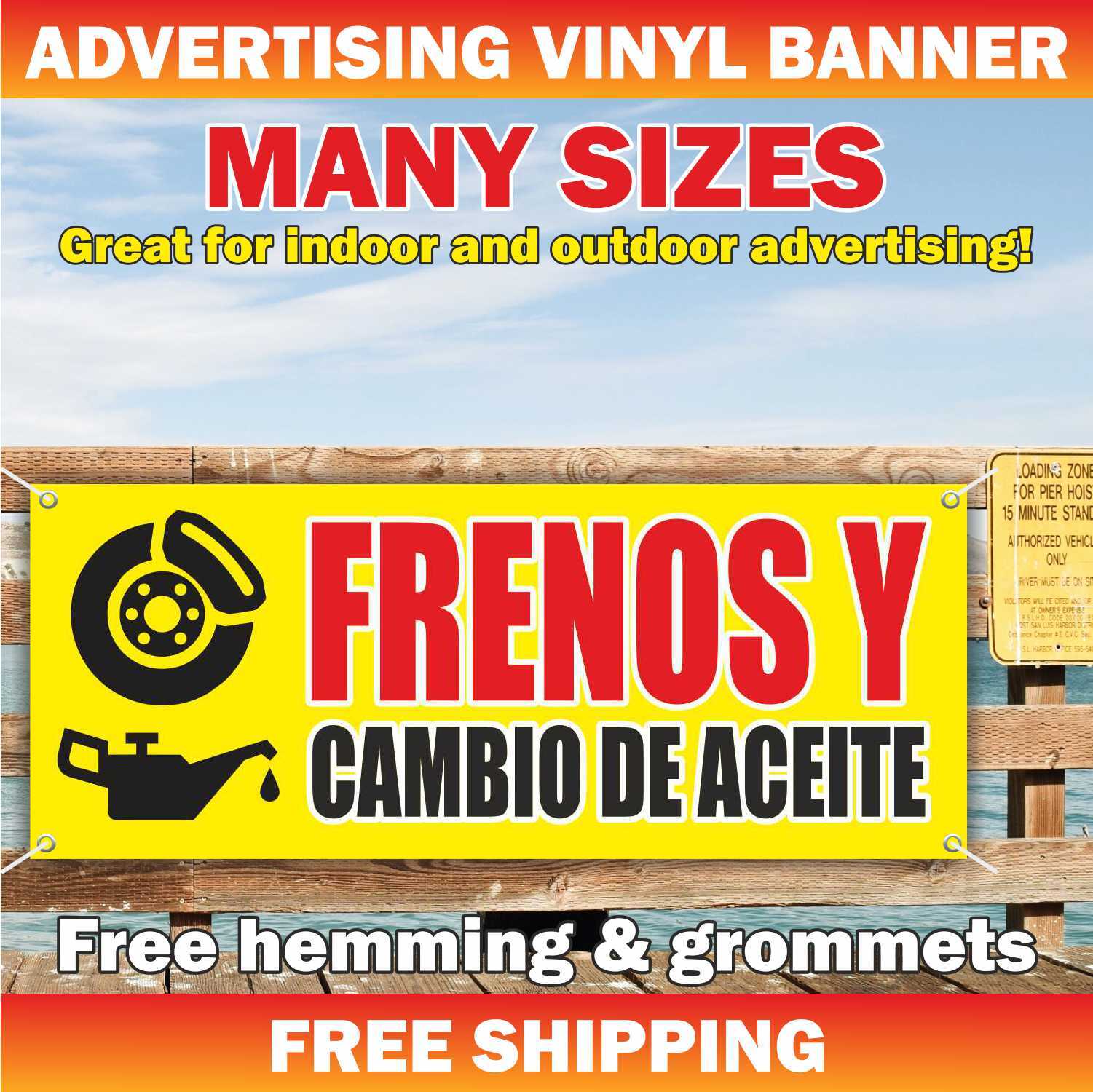 FRENOS Y CAMBIO DE ACEITE Advertising Banner Vinyl Mesh Sign brakes oil change