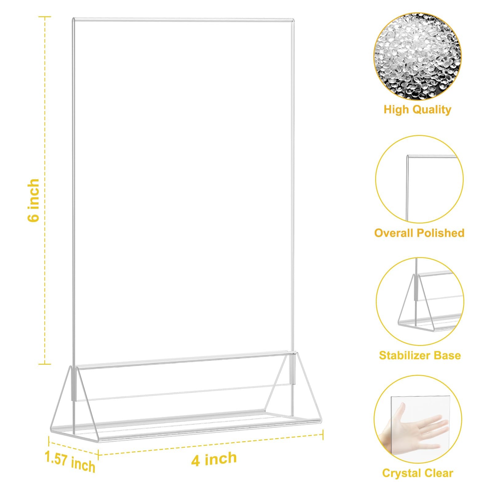 EHWINE 12 Pack Acrylic Sign Holder 4 x 6, Double Sided Clear Picture