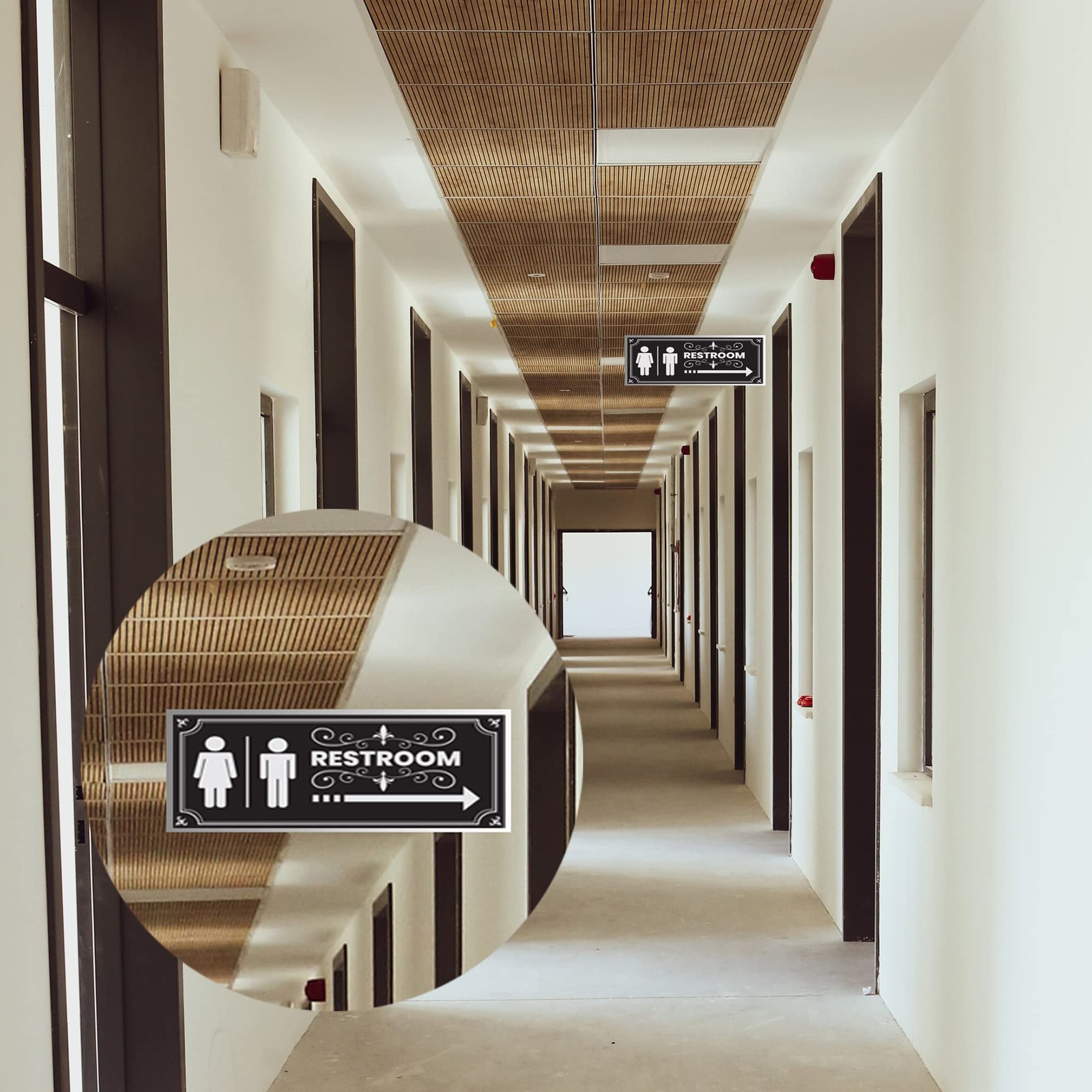 Double Sided Aluminum Restroom Signs 2 Pack Metal Bathroom 12×5.5 Inch Screws
