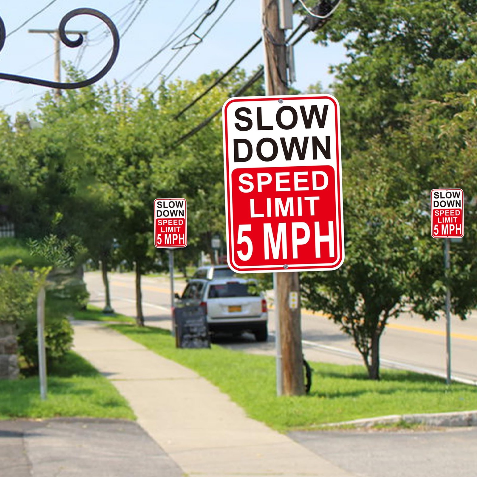 Slow Down Speed Limit 5MPH Sign, 18 x 12 Inches, Reflective Aluminum, Fade Re…