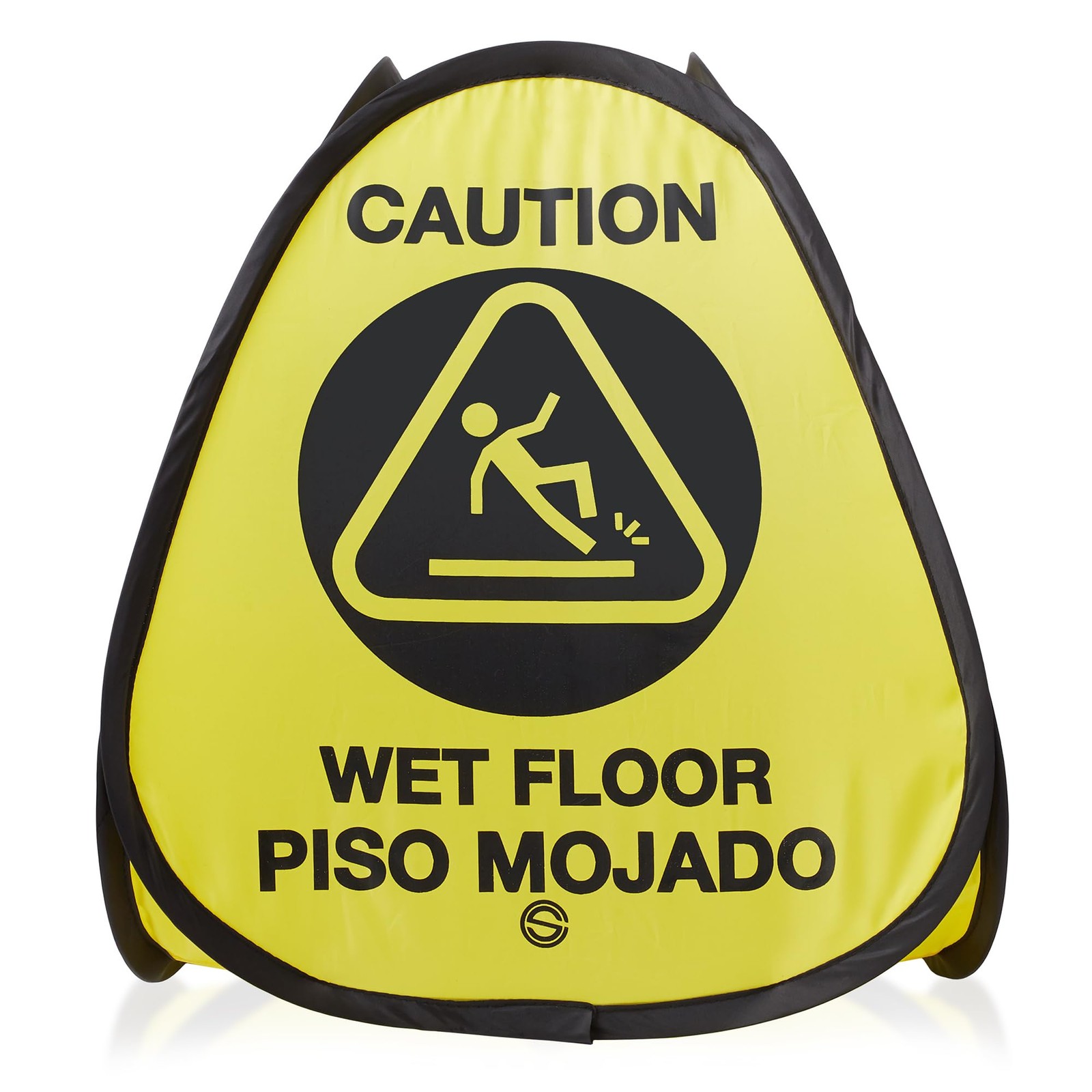 3 Pack Pop Up Wet Floor Sign Heavy Duty Nylon Yellow Bilingual 16 Inch Safety