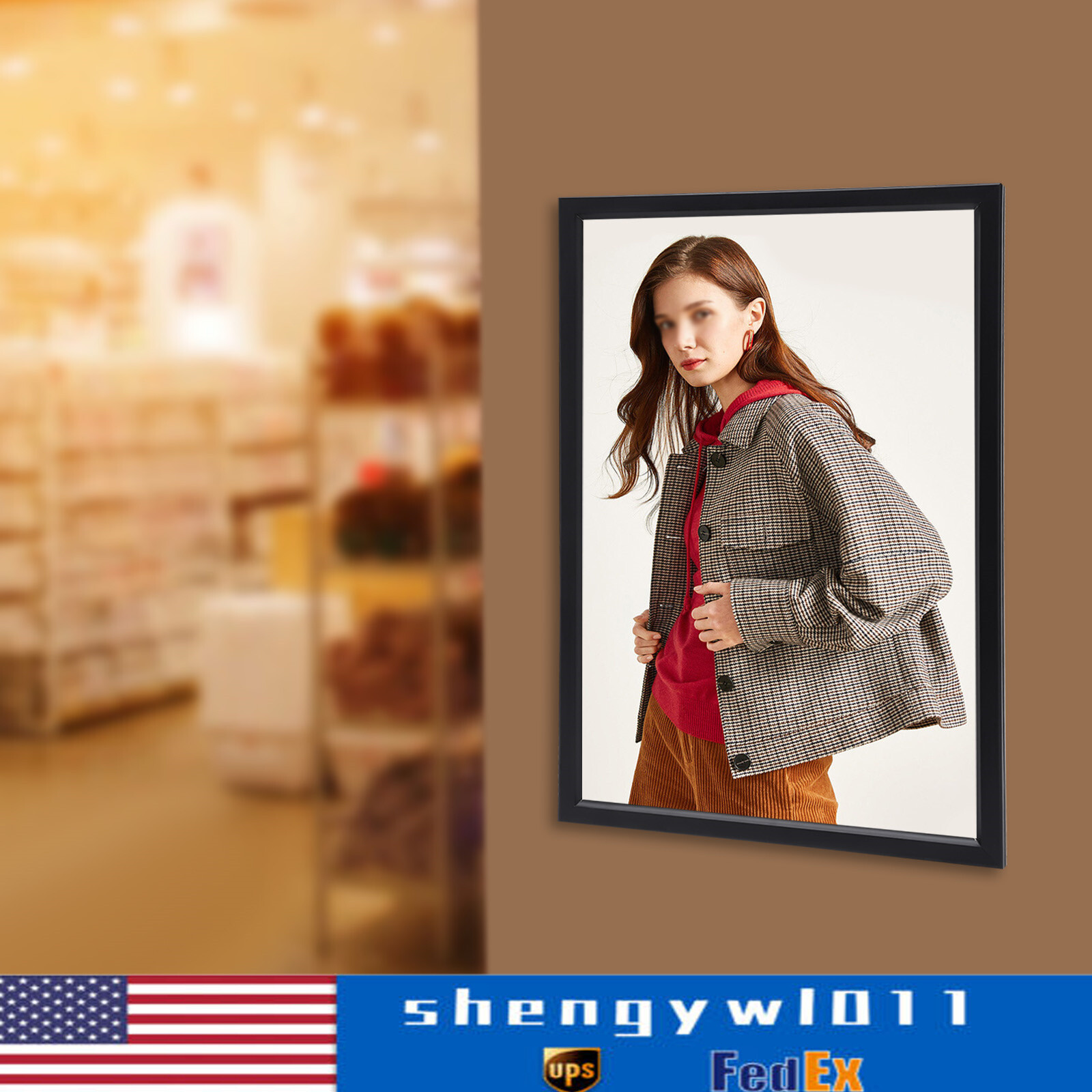 LED Light Box Movie Poster Display 24&Prime;x36&Prime; Advertising Frame Store Wall Mount US