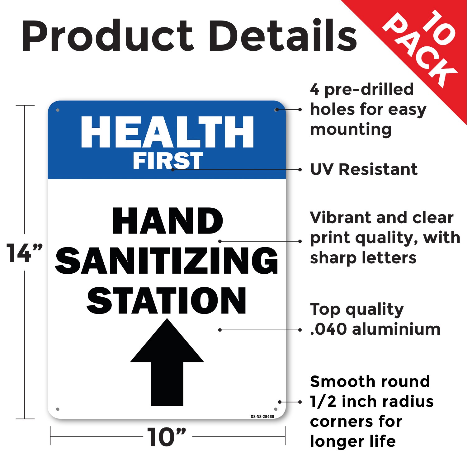 Health First Hand Sanitizing Station Public Safety Sign Or Decal – 5 or 10 Pack