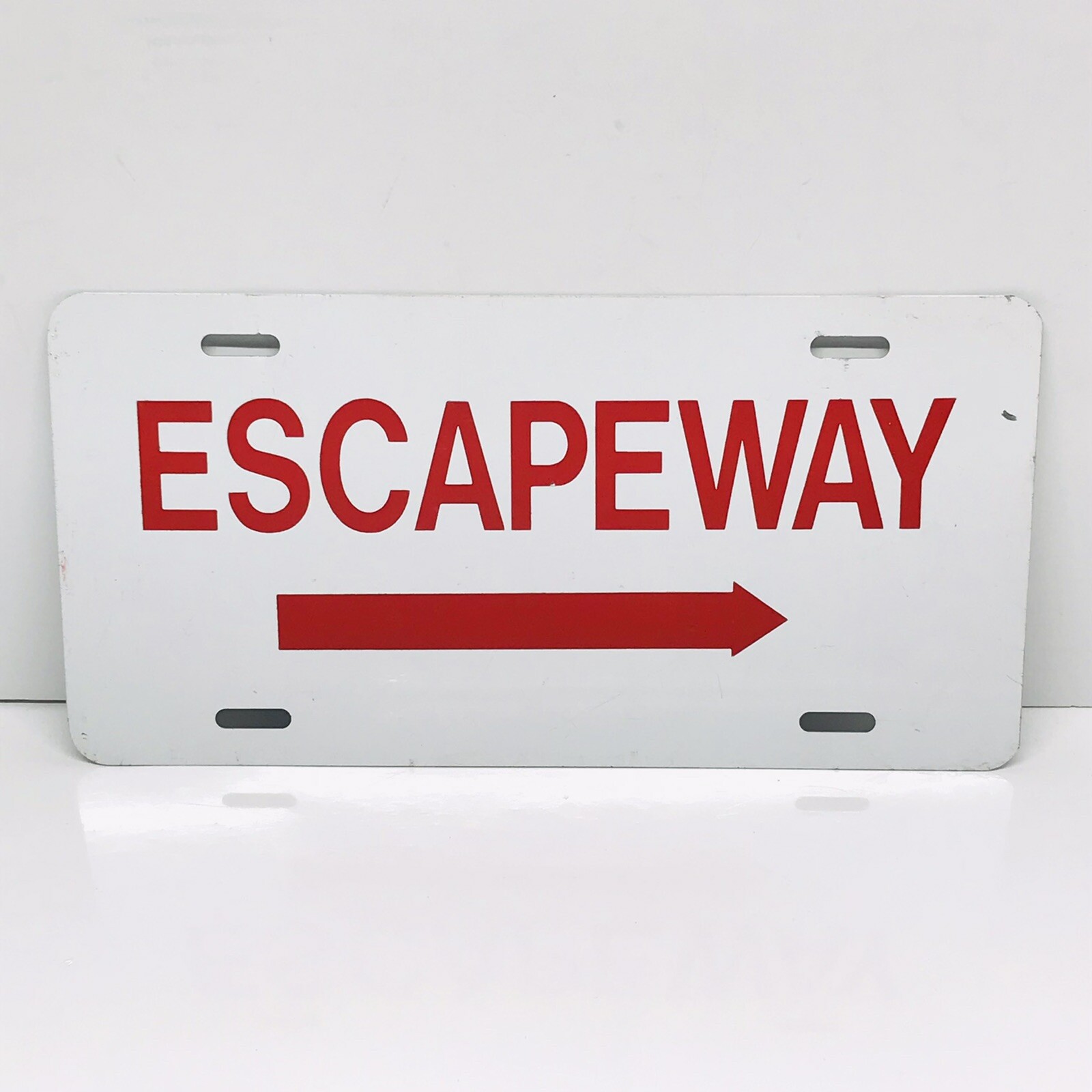 ESCAPEWAY Sign 12×6 Red White Double Sided Aluminum Metal – Novelty Man Cave