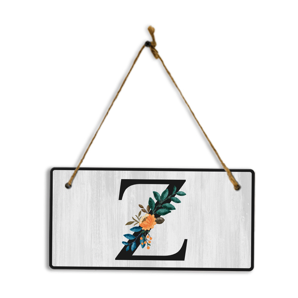 Z Flower Decor 5×10 Hanging Wall or Door Sign | Alphabet Letter Room Decoration