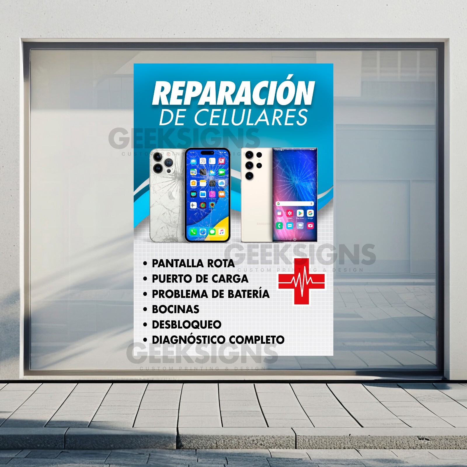 Cell Phone PC Repair Spanish Single Poster Sign Banner – Reparación de Celulares