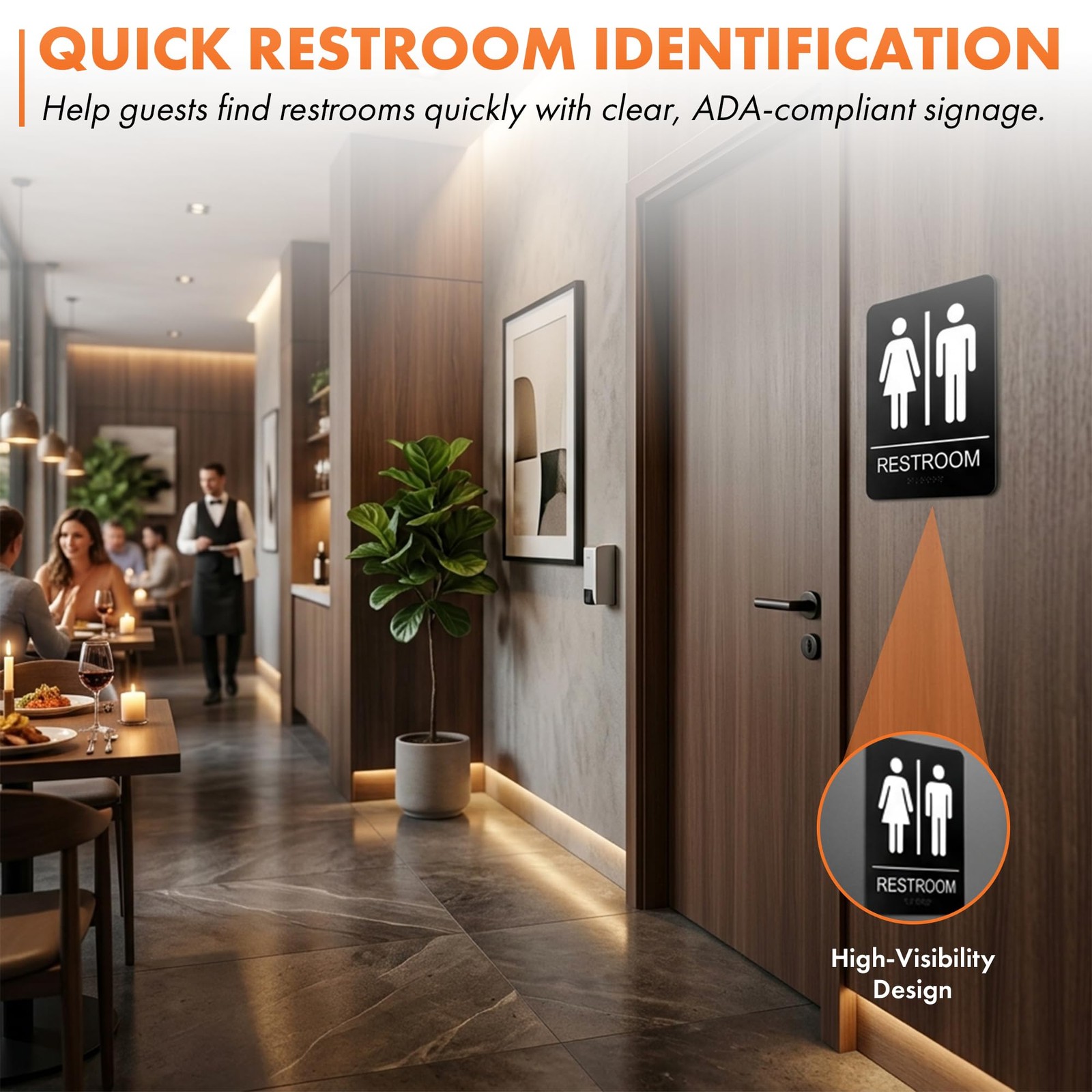 6×9 Inch Unisex Bathroom Sign ADA Compliant Braille DoubleSided Tape Acrylic