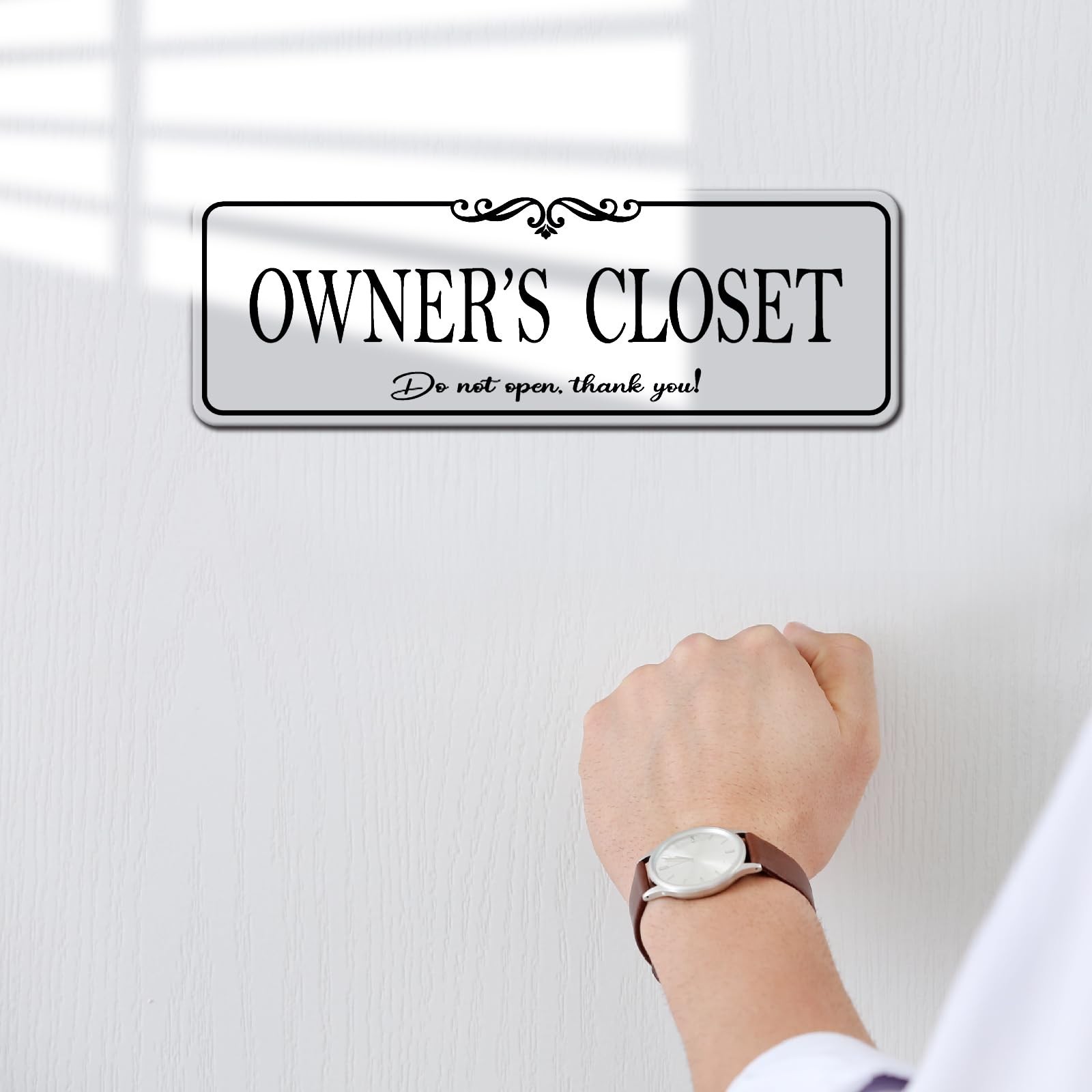 9×3 Inch Elegant White Owners Closet Acrylic SelfStick Signage Host Decor