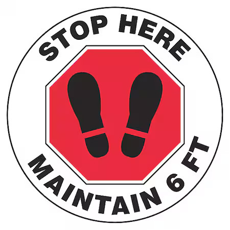 Zoro Select Mfs390 Floor Sign, 17 In H, 17 In W, Vinyl, English, Mfs390, Mfs390